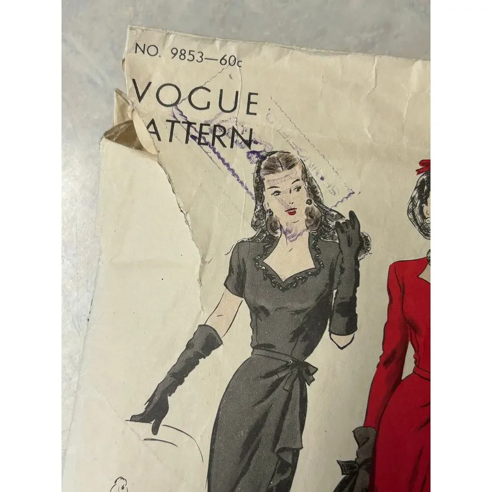 Vintage 40's-50's Vogue Pattern #9853 